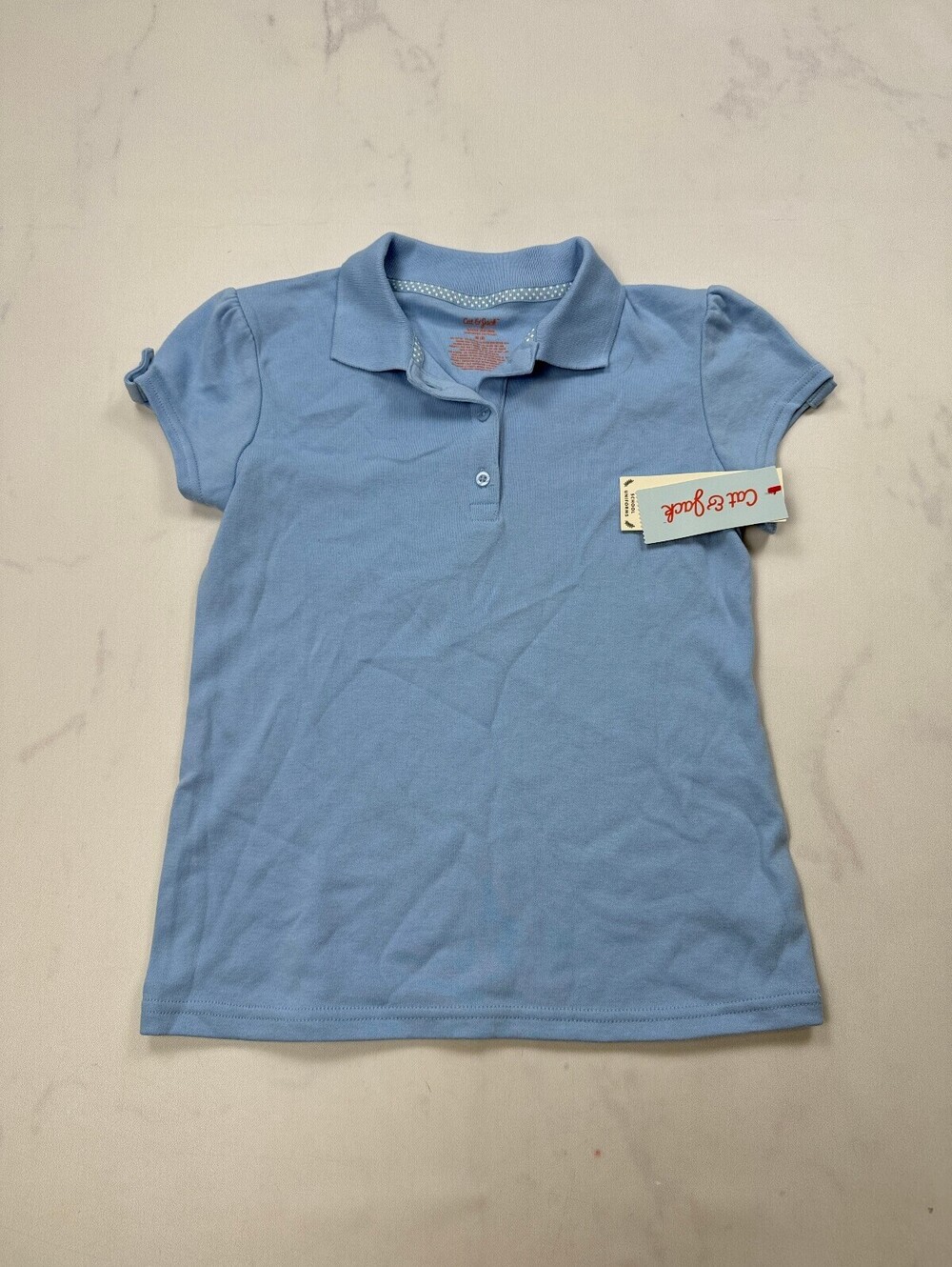 Cat & Jack Polo Shirt Light Blue Modern Classic Standout Style - Girls M